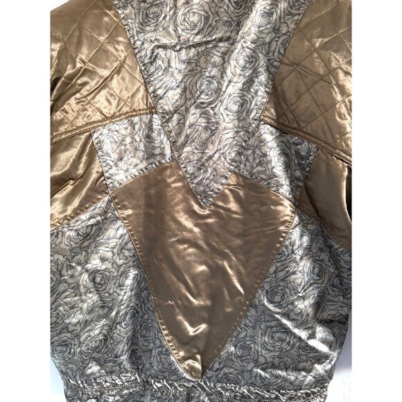 Vintage Edelweiss Skiwear Metallic Gold Paisley Ski Jacket M 80s 90s Retro Puffe - Picture 15 of 15